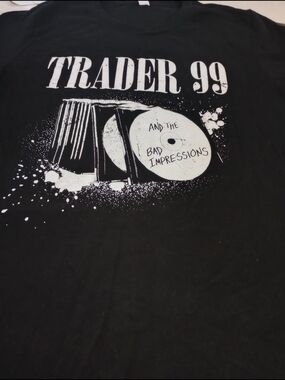 Trader 99 And The Bad Impressions Black Graphic Grunge Tee Size Small